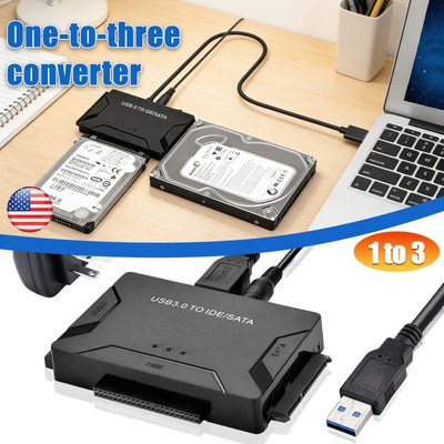 USB 3.0 to IDE & SATA Converter External Hard Drive Adapter Kit 2.5''/3.5'' Cable`