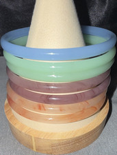 Multicolor Round Jade Bangle Bracelet Set, Bl...