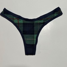 NWT AERIE AMERICAN EAGLE SOFT RED GREEN PLAID MEDIUM HIGH LEG THONG PANTIES