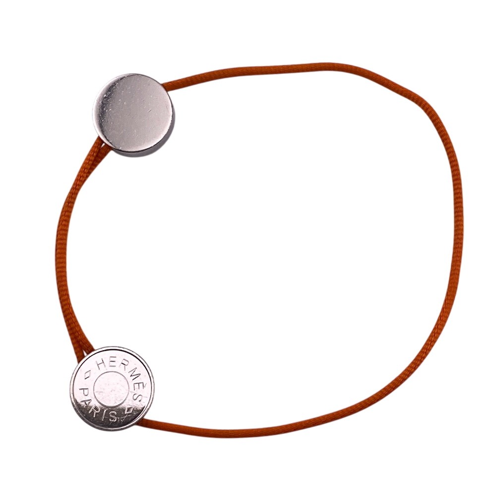 HERMES button metal Serie Code bracelet Orange me… - image 3