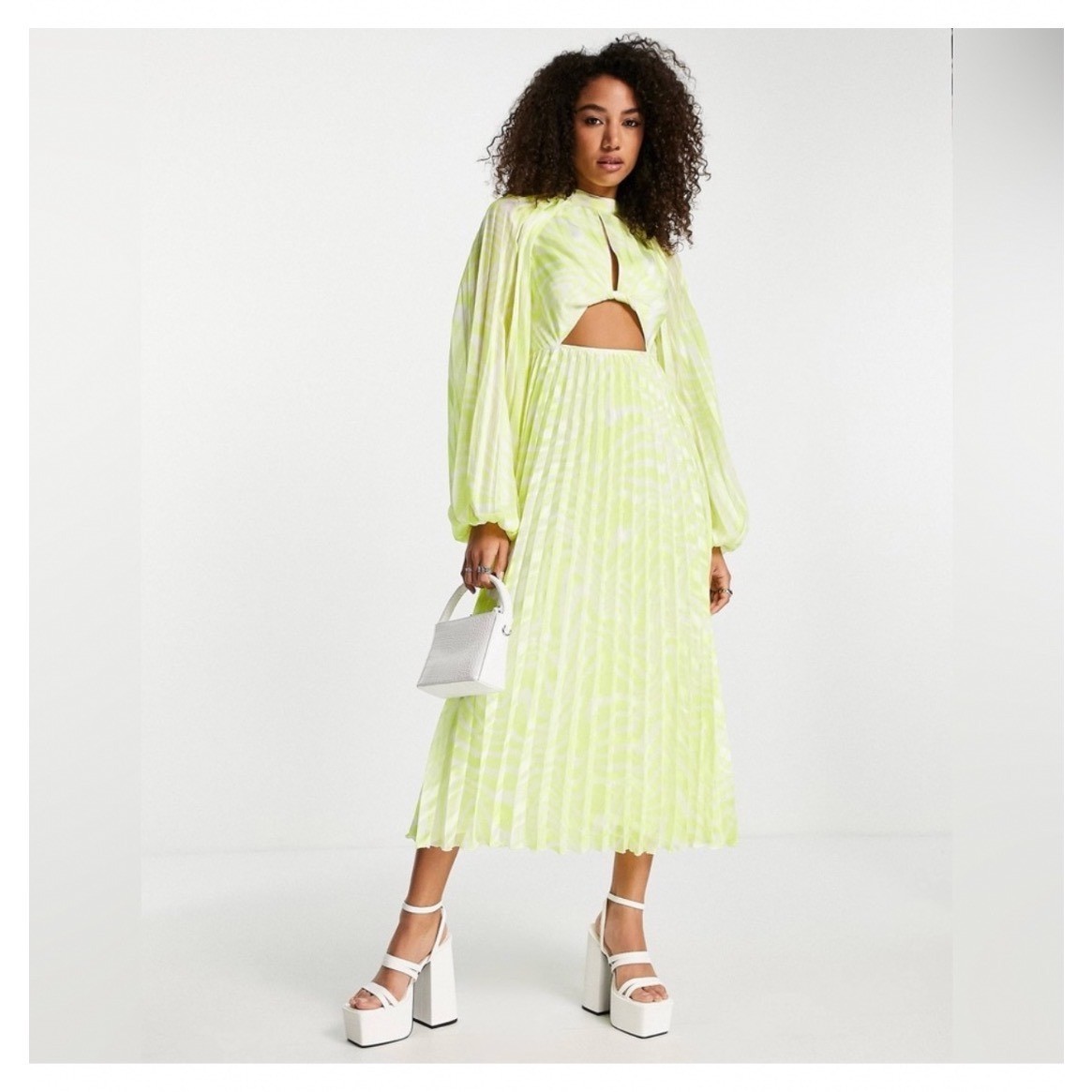 asos neon dress ASOS DESIGN embellished sequin draped front mini dress with high neck and open back in neon green