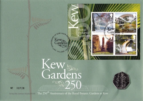 GB 2009 Kew Gardens M/S, Royal Mail/Mint RARE! 50p Coin Numismatic FDC