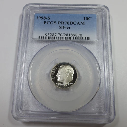 1998 S PCGS PR70 DCAM - Roosevelt Dime 10c Ten Cent US Coin #59468A
