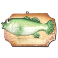 Fish Bass on Plaque Personalized Christmas Tree Ornament