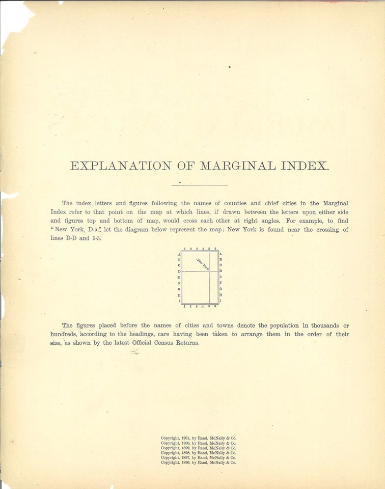Mapa estatal de RHODE ISLAND de 1895/1901 fm 1902 Rand McNally Atlas VER DESCRIPCIÓN Foto 4 de 4