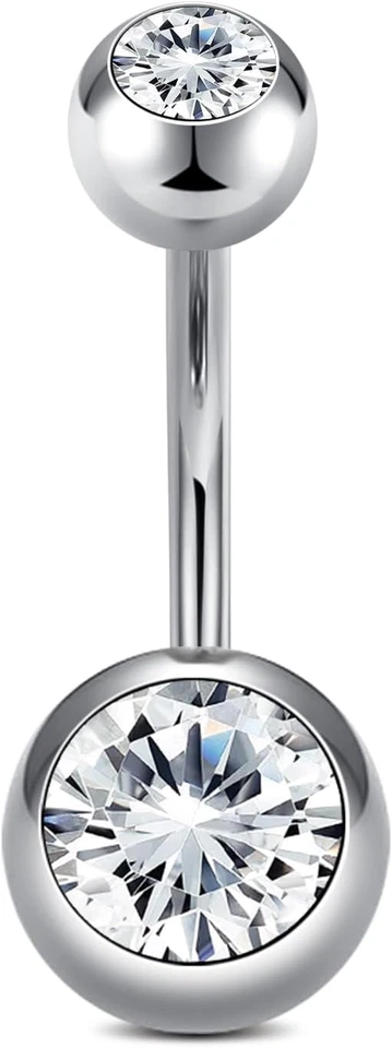 Piercing Ombelico,6Mm 8Mm 10Mm 12Mm 14Mm 16Mm Piercing Ombelico Titanio Argento - Immagine 2 di 4