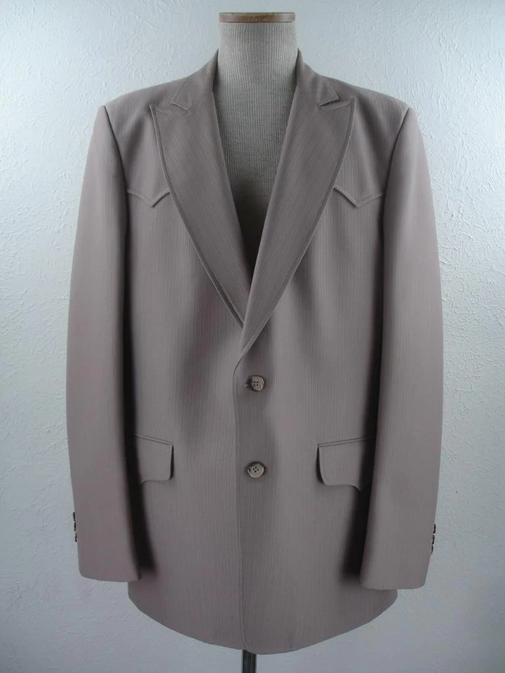 Para hombres XL 46L De Colección Años 70 Lazo Tostado Western Traje Blazer Chaqueta 2 piezas Chaleco Chaleco Chaleco Foto 2 de 4