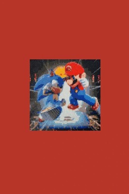 Mario VS Sonic 5D Leinwand macht Größe 30x30 + Magnetrahmen
