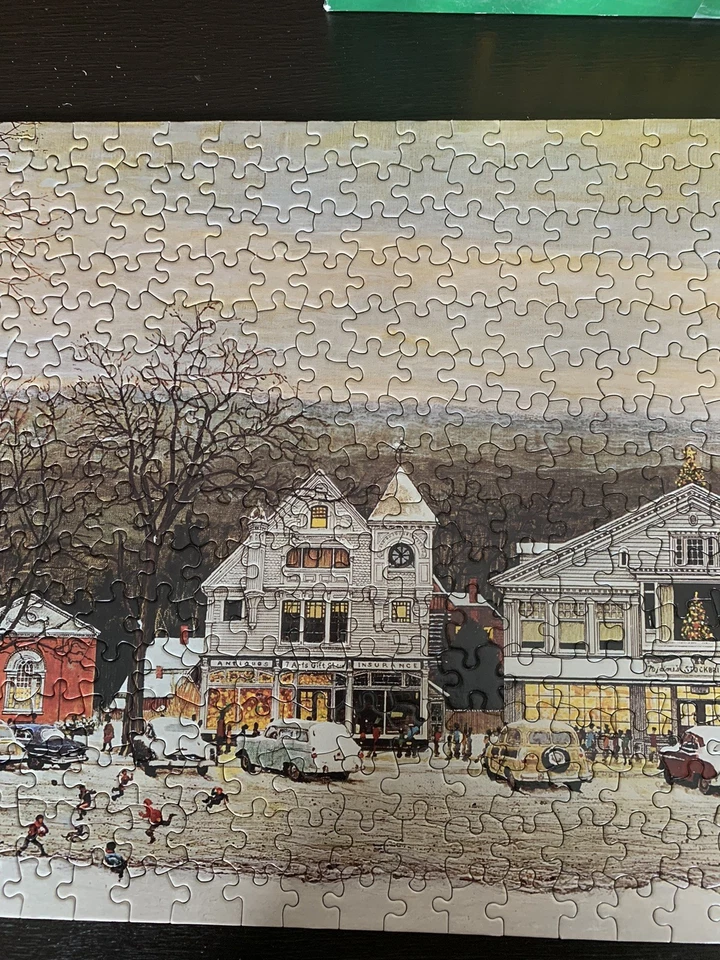 Vintage Norman Rockwell “Stockbridge Main Street At Christmas” Panorama Puzzle - Image 3 of 4