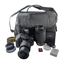 Nikon D3400 Dual Lens Kit 18-55mm VR 70-300mm Telephoto w/ Bag 64GB SD