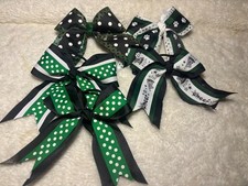 Lot of Pony Tail Cheer Dance Large Hair Bows Green White