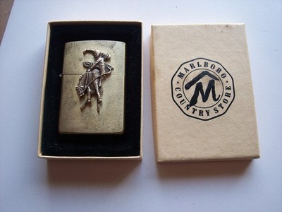 Vintage 1994 solid Brass Marlboro Bucking Bronco Zippo Lighter (1) NEW with Seal