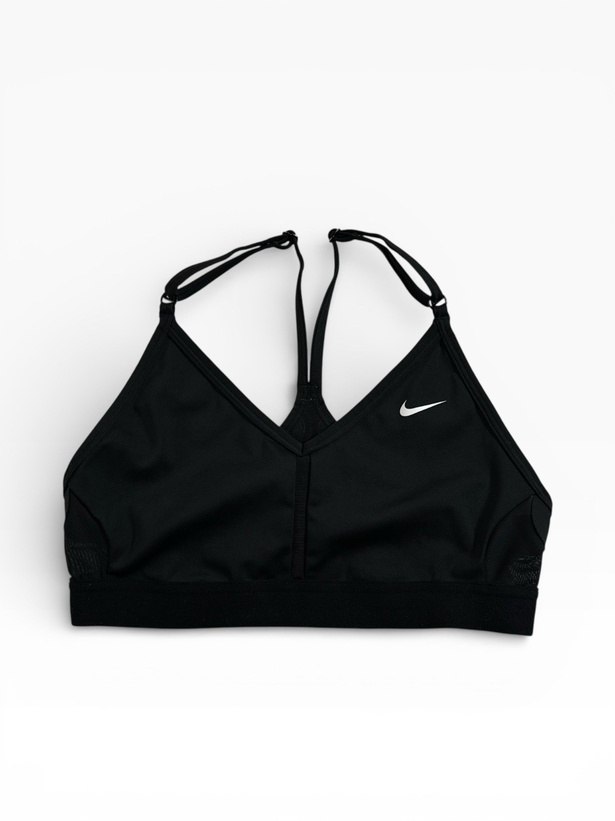 Nike Sports Bra Womens Small Black Black Indy Light Support Dri Fit Swoosh Logo thumbnail 2
