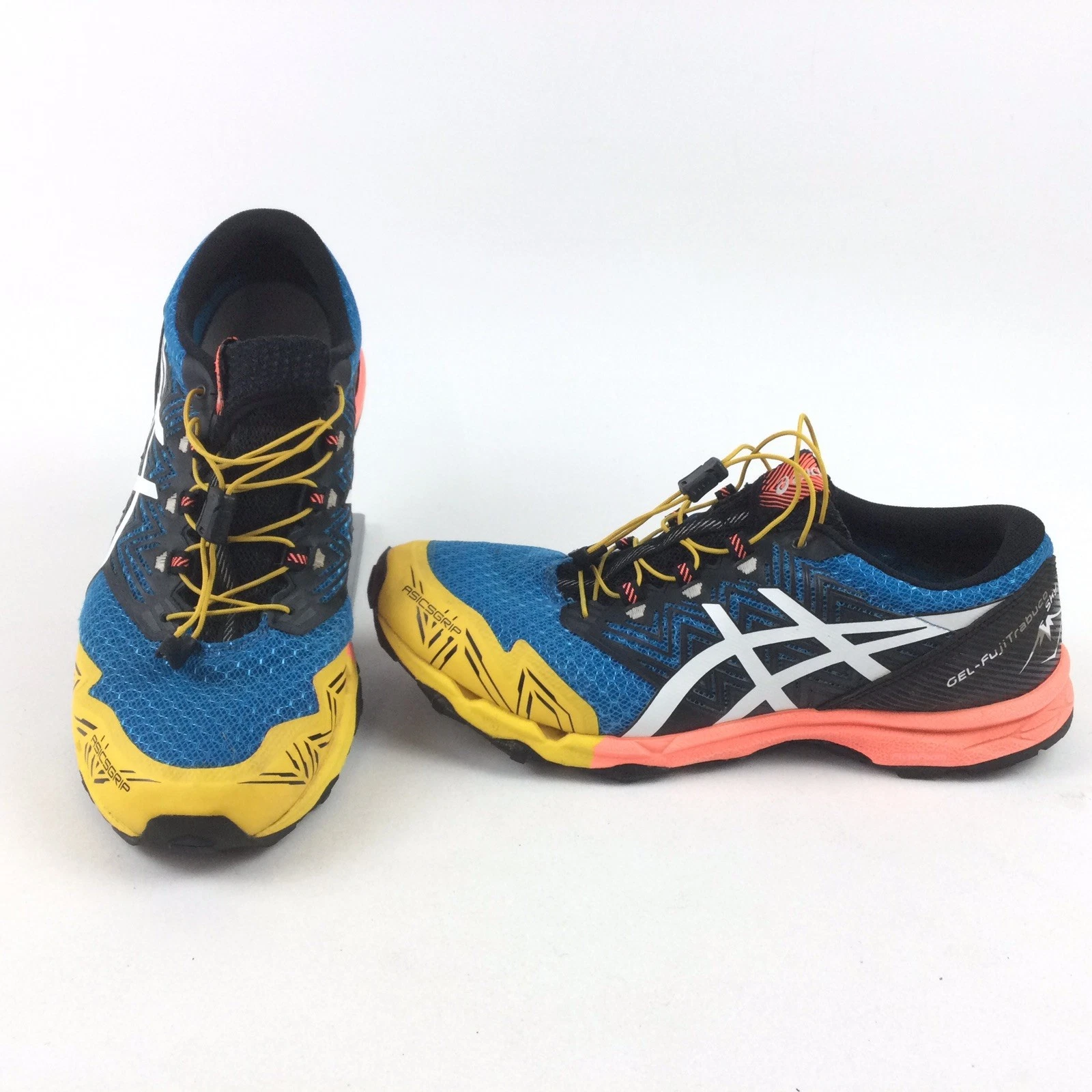 NEED INSOLES Asics Gel FujiTrabuco Sky Blue Yellow Orange Trail Running Shoe 9.5