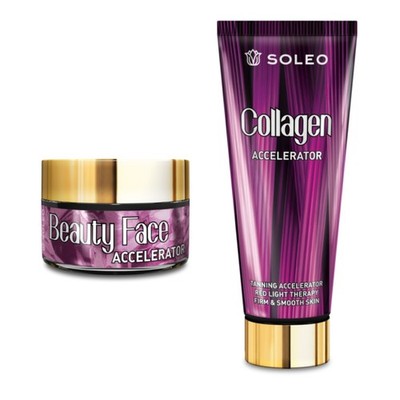 Bräunungslotion Solarium Soleo Collagen Accelerator 200ml und Beauty Face 15 ml