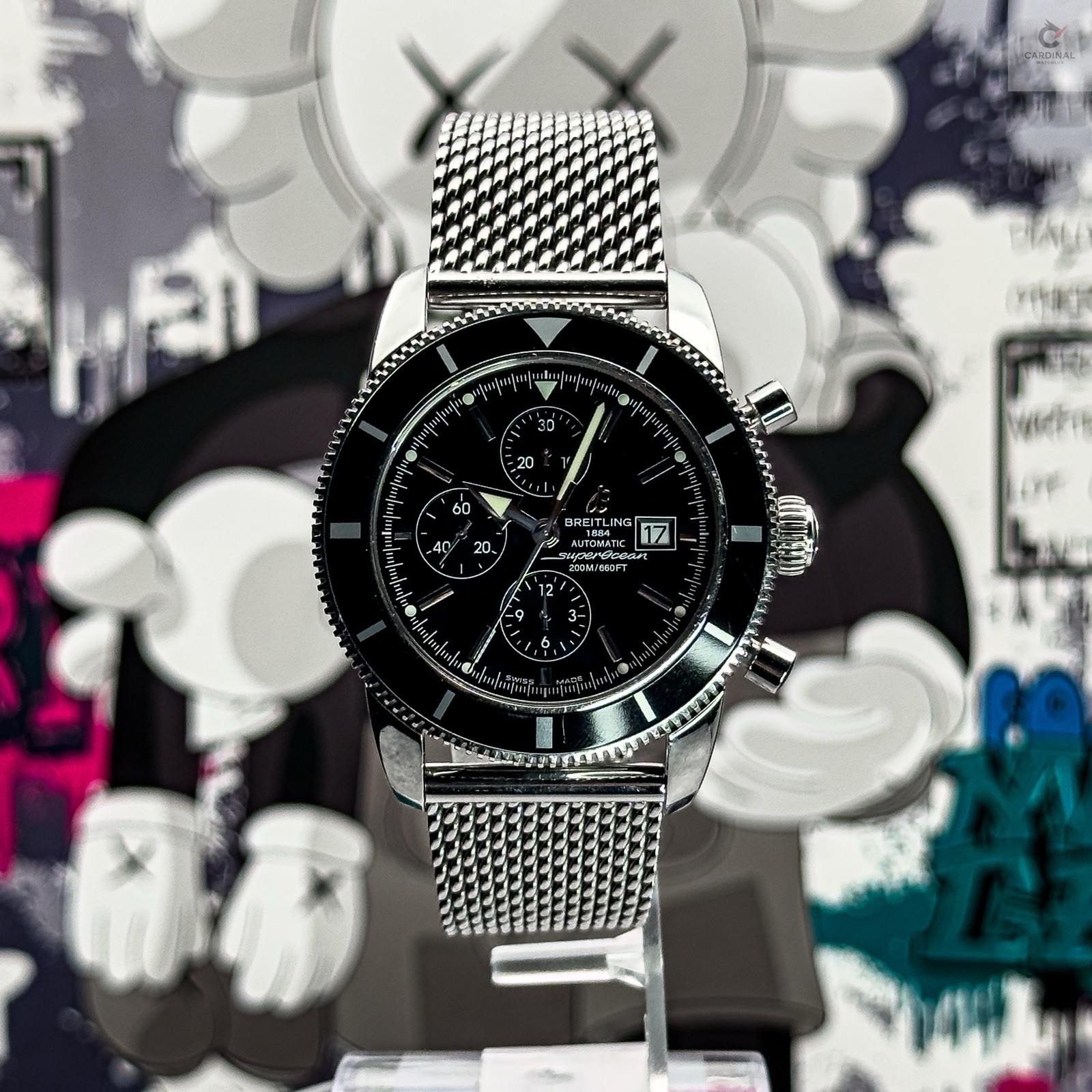 Steel  Breitling Superocean Heritage Chronograph 46MM Full Set Black Dial