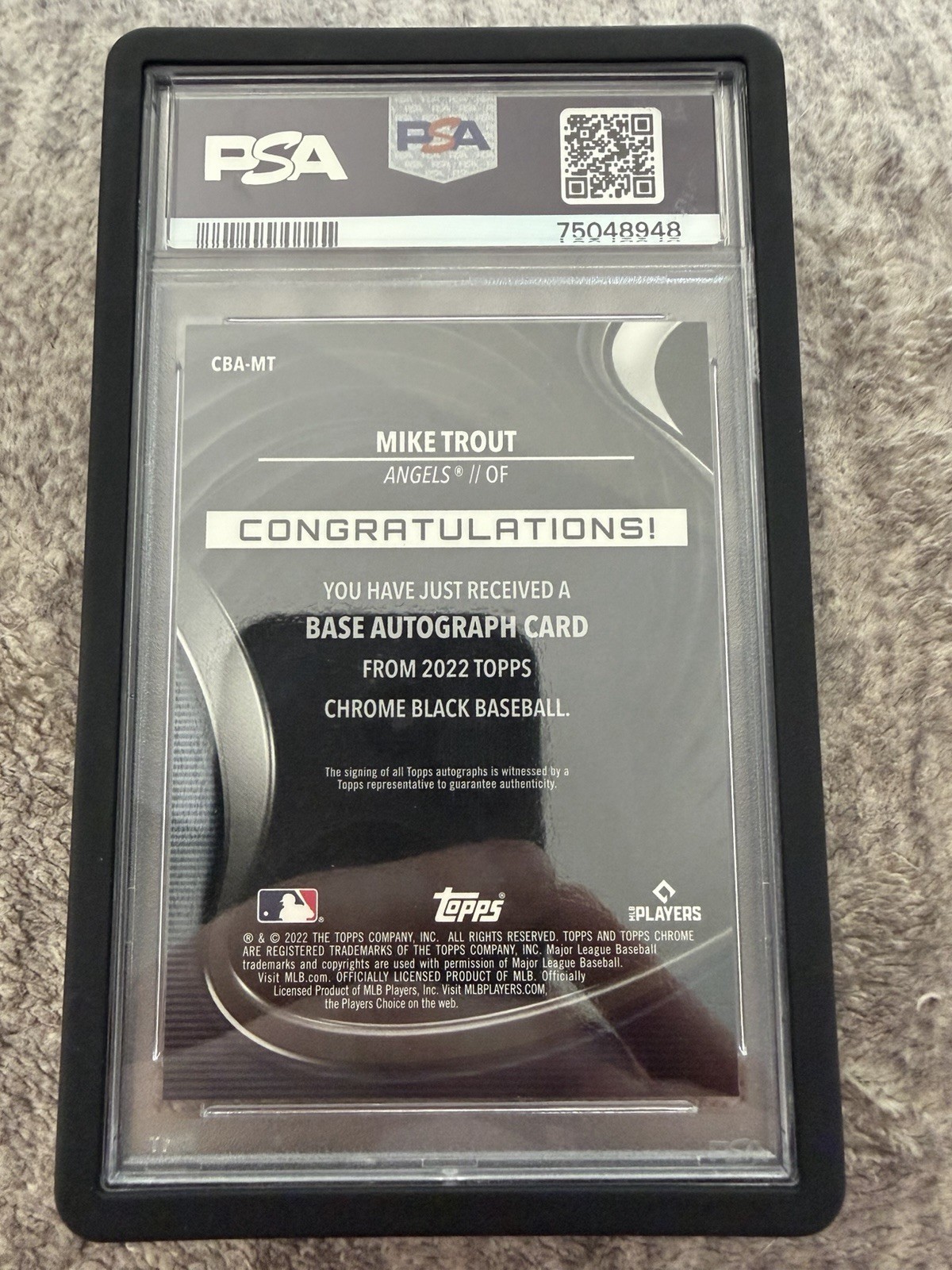 2022 Topps Chrome Black - Autographs Mike Trout #CBA-MT PSA 9 MINT view 3