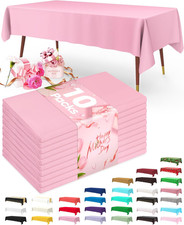 Plastic Table Cloth Disposable 10 Pack, 54 x 108 Inch Table Cloths, Easter Party