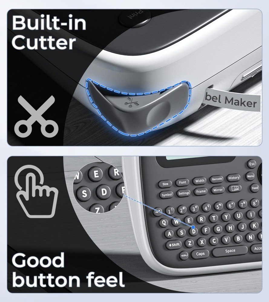Portable Label Maker Machine with Waterproof Tapes and Custom Labels