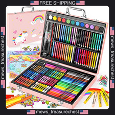 Soucolor 183-Piece Art Set for Kids Drawing Painting Kit with Crayons Pastels