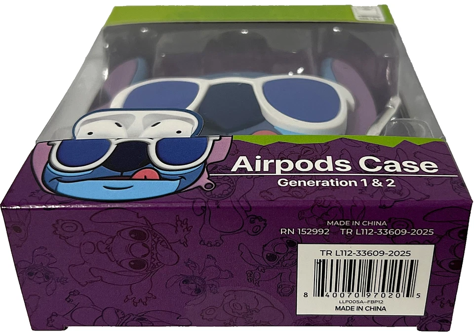 Disney Stitch Lilo & Stitch AirPods Generation 1 & 2 Case Rubber Gel Cover NEW - Image 3 of 3