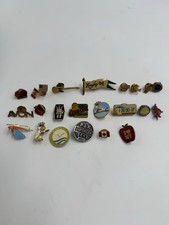 Mixed Vintage Enamel Pin Lot Travel Novelty Flags NY Montana Humor
