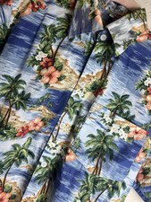 Hawaiian Shirt Mens Large Floral Island Beach Vacation