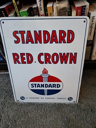 Vintage Standard Red Crown Metal Porcelain Sign Standard Oil 12 x 15 inches Gas