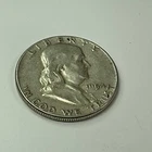 1954- P  Franklin Half Dollar 90% Fine Silver