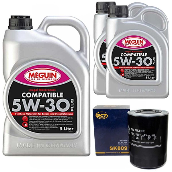MotoröL Set SAE 5W-30 Plus Meguin 7 Liter + ÖLfilter FüR Peugeot Boxer Bus 2.8-image