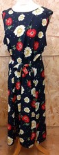 Black Floral Sleeveless Summer Midi Dress Size 22 Black Red Yellow  Charity Sale