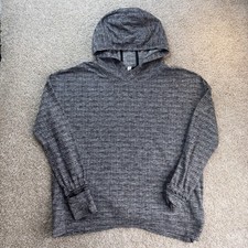 Lululemon Hoodie Womens 12 Gray Lightweight Knit V-Neck Pullover Logo Activewear