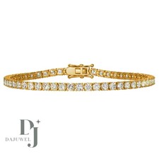 7' Inch Long Tennis Wedding Bracelet Solid 14K Yellow Gold 5 Carat Round Cut