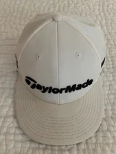 TaylorMade Tour Flatbill SIM2/Tp5 White Snapback Golf Hat/Cap USED