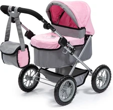 Bayer Design Baby Doll Pram Grey Pink Trendy Stroller 1300800
