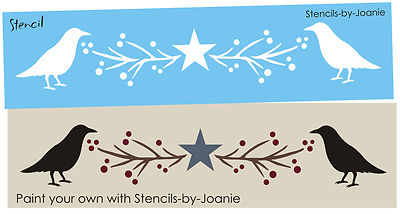 Crow Stencil Prim Pip Berry Branch Star Twig Country Border DIY Craft Art Signs