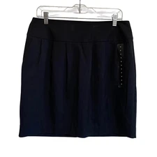 Gap Outlet Stretch Black Gray Pinstripe Pleated Skirt Polyester Uniform NWT -12