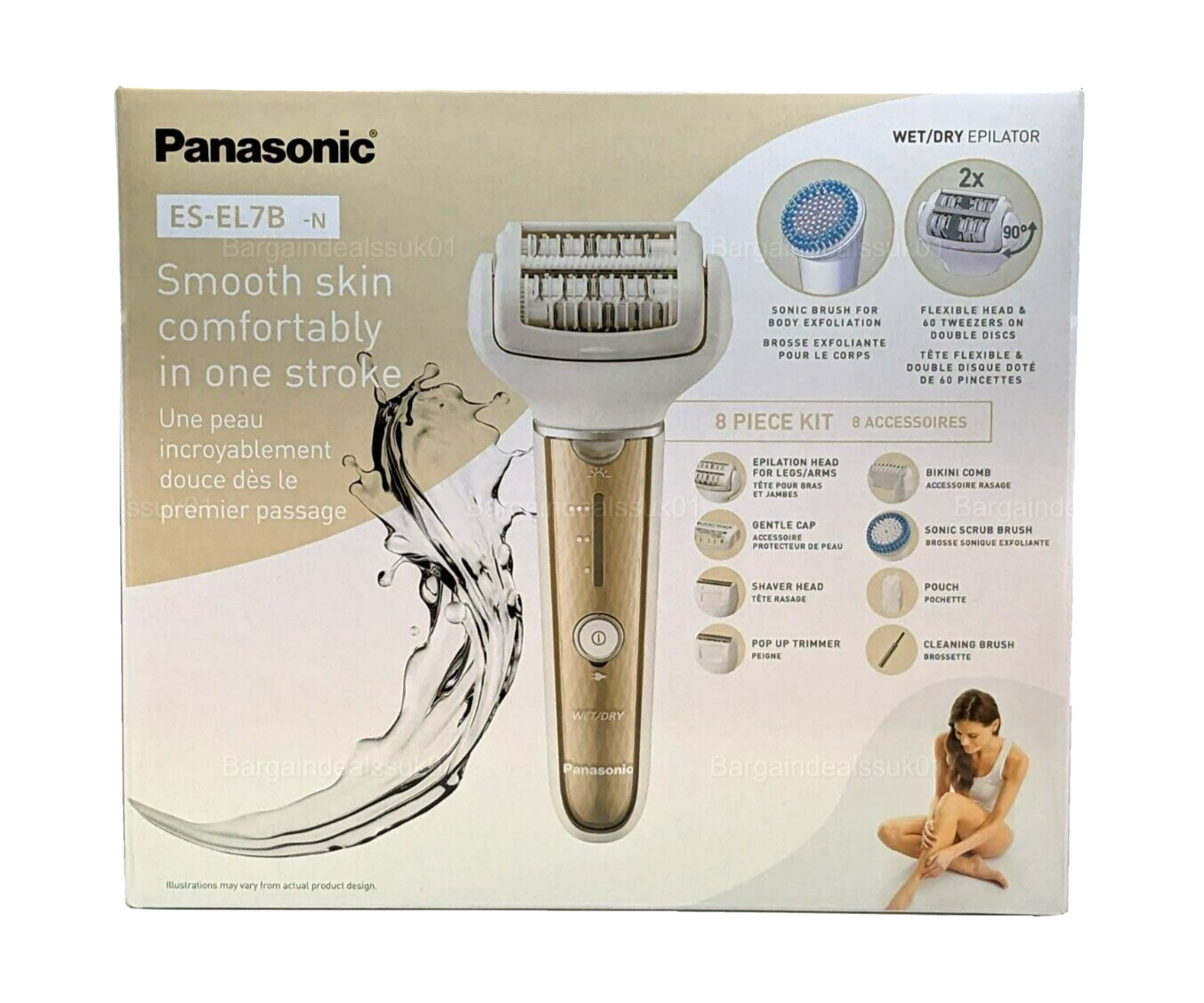 Panasonic Wet & Dry Cordless Epilator 6 Attachments Exfoliator