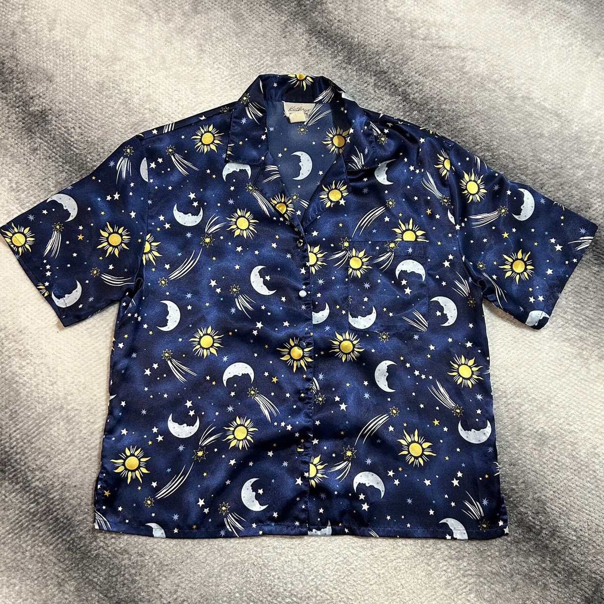 トップス vintage moon pattern satin shirt blouse vintage moon pattern satin shirt blouse