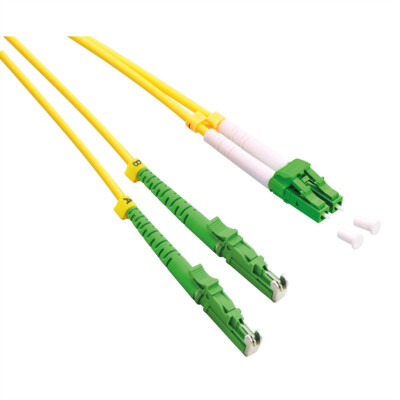 LWL-Kabel duplex 9/125µm OS2, LSH/LC, APC Schliff, LSOH, gelb, 1 m