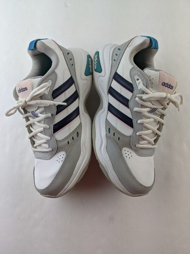 Adidas Strutter Women US 9 White Gray Blue Stripe Sneakers Lace Up Athletic - Picture 4 of 14