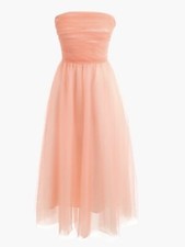 J Crew Strapless Tulle Midi Dress NWT Size 2 Pink Cocktail Party Balletcore