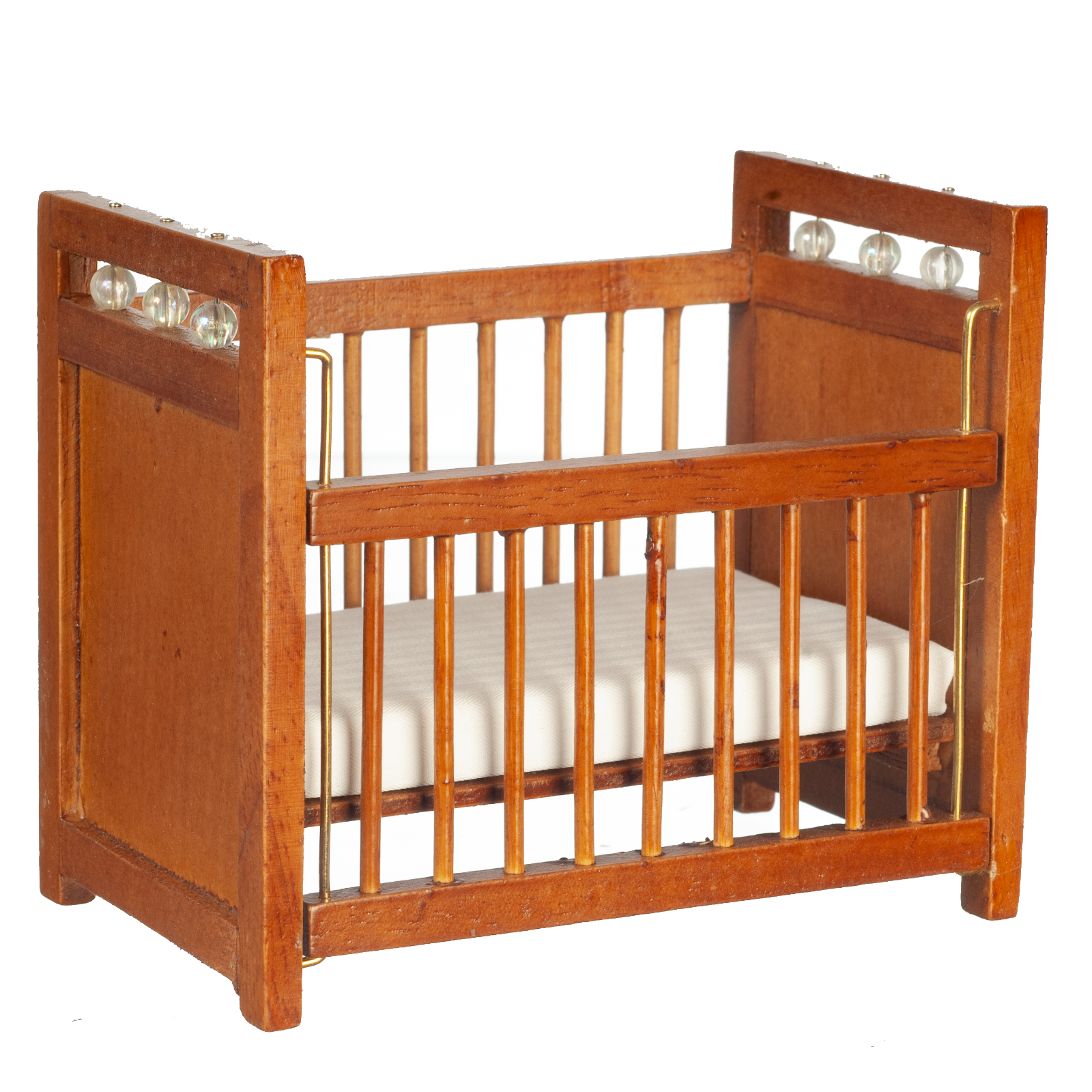 Dolls House Cot Walnut Colour Nursery Furniture Miniature 1:12th Scale (T48)