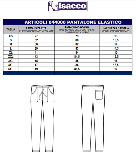 Isacco PANTALONE con Elastico Cuoco Settore Alimentare Sanitario Estetico Unisex - Imagen 2 de 11