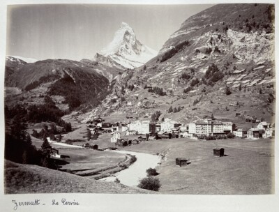 Suisse Switzerland Zermatt Matterhorn + Gorges Gorner. Albumine 18x25 um 1880