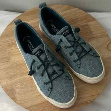 Sperry Crest Vibes Washed Twill Slip-On Sneakers - Blue sz 7m a472049 -