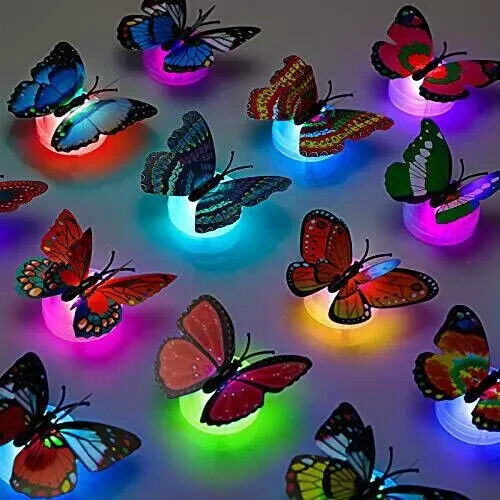 24 Pcs LED Butterfly Decorations Night Light Wall Butterflies Lights 3D Sticker