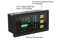 Charge-Discharge Monitor, 0-90V 100A DC Ammeter Voltmeter, Battery Capacity A...