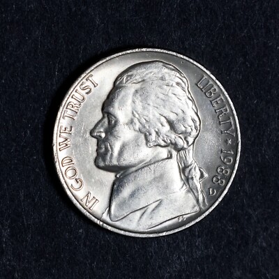 1988-D Jefferson Nickel - About Uncirculated - Actual coin