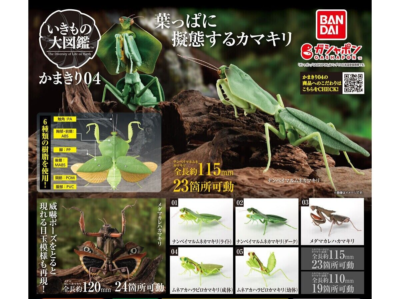 BANDAI Gashapon Ikimono Daizukan Mantis 04 Figure 5 Set 115mm